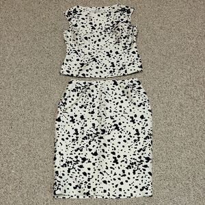 Carlisle Black and White Patterned Silk Top & Skirt, Women's 2. Timeless